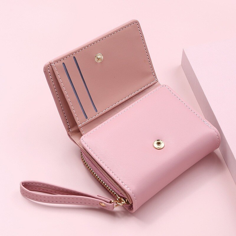 Cute Leather Small Wallet Women Luxury Brands Mini Purse Luxury New Heart Short Pink Wallets for Teen Girls Kids Christmas Gift