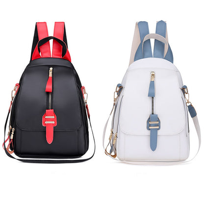 Korean Women&#39;s Backpack Fashion Casual Contrast Color Outdoor Backpack Lightening Dual-purpose Backpack Waterproof Black/White