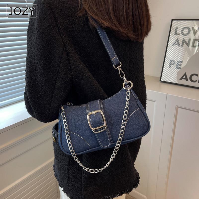 Summer Shoulder Bags For Women Brand Design Denim Casual Underarm Shoulder Bag Lady Blue Canvas Fashion Single Handbag And Purse