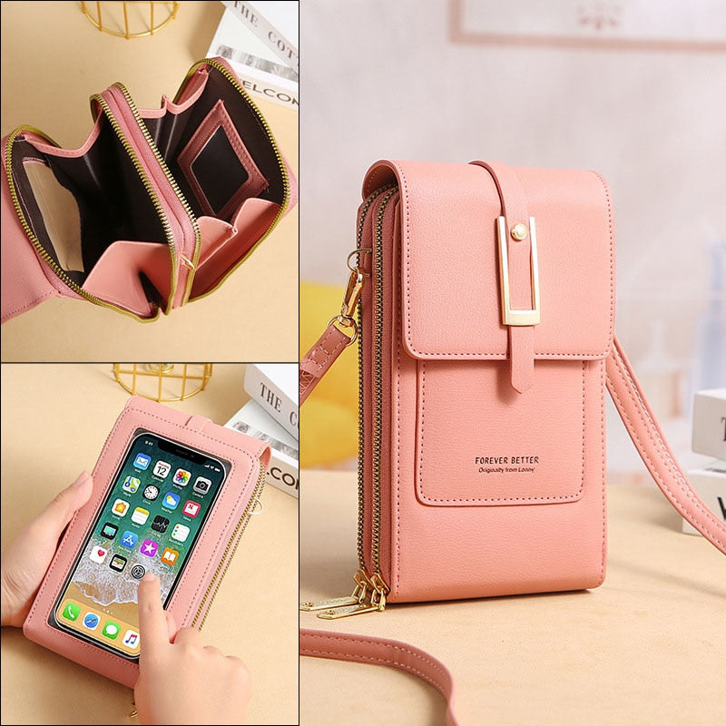 Women Wallet Brand Touchable Mobile Phone Bags Small Card Holders  Handbag Purse Clutch Wallets Messenger Shoulder Bag Female