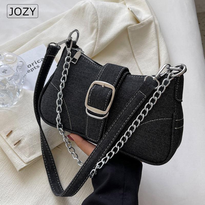 Summer Shoulder Bags For Women Brand Design Denim Casual Underarm Shoulder Bag Lady Blue Canvas Fashion Single Handbag And Purse