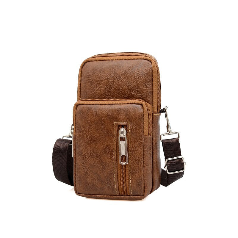 High Capacity Shoulder Male Fanny Pack Men Genuine Leather  Messenger Bags Men&#39;s Fashion Business Crossbody Bag Small Briefcase