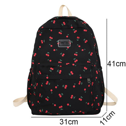 New Female Cute Cherry Floral Print Laptop College Backpack Lady Book Bag Women Kawaii Backpack Student Fashion Girl School Bags