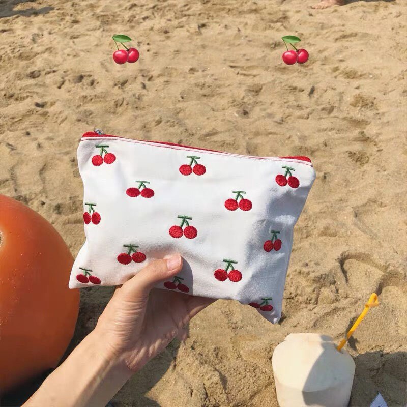 Fruit Printing Canvas Cosmetic Bag Beauty Women Travel Toiletry Make Up Makeup Case Organizer Pouch Pencil Purse Bag