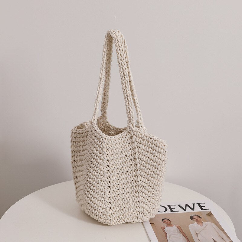 Women&#39;s Large Handbags Hollow Woven Knitted Designer Braid Bags Summer Fashion Female Shoulder Bags Beach Large Capacity Tote