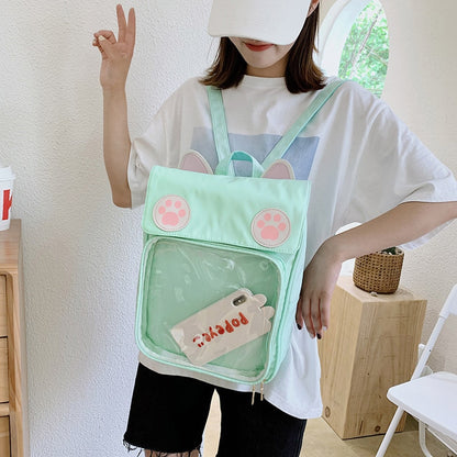 Ita Bag Cat Style Backpacks Paws Kawaii Harajuku Schoolbags Backpack for Teenager Girls Transparent Backpack Clear Itabag