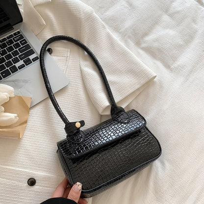 Fashion Alligator Pattern Leather Shoulder Underarm Bag for Women Female Luxury Handbags Candy Color Small Top-handle Clutch