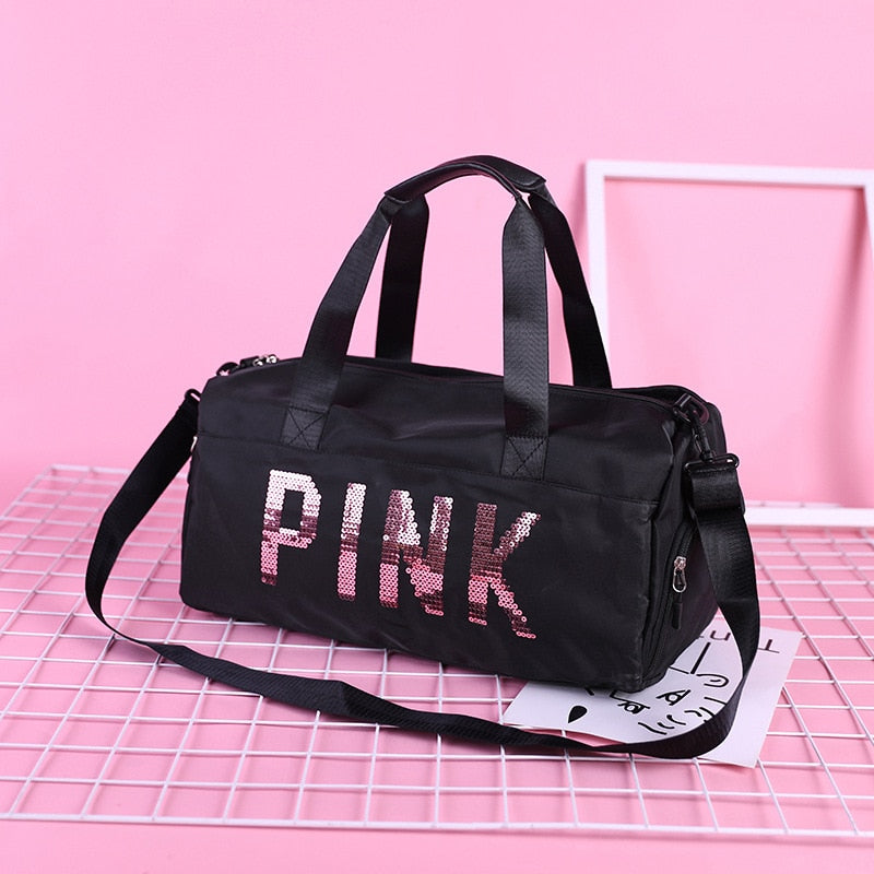 PINK Travel Bag Women Fitness Training Bag for Sports Gym Female Yoga Dry Wet Separation Shoes Bags Duffle Bag Women  Backpack