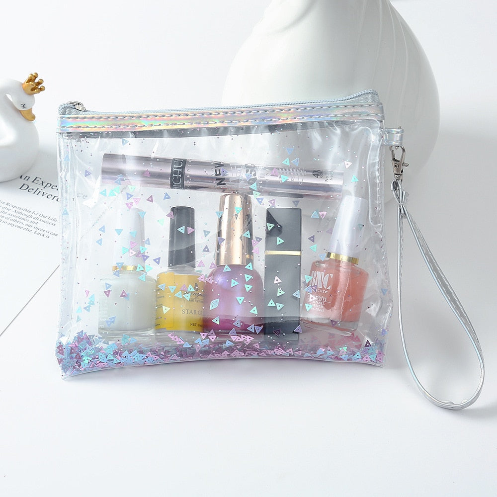 LAYRUSSI 1 Pc Clear Cosmetic Bag Women Waterproof Transparent Large Make Up Bags Travel Zipper Makeup Beauty Case Toiletry Bag