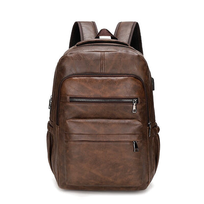 Hi-Q Men Backpack PU Leather Bagpack Large laptop Backpacks Male Mochilas Casual Schoolbag For Teenagers Boys Brown Black