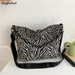 Zebra Pattern Shoulder Bags Women French Style Large Capacity Cross-body Bag Portable Texture Chains Handbags Casual Tote Femme