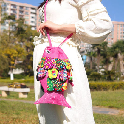 Pure Handmade Fish Women Bag Floral Flower Patchwork Shoulder Bags Hobo Women&#39;s Handbag Purse