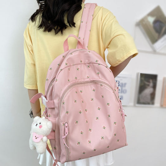 Ladies Floral Print Kawaii College Backpack Women School Bag Trendy Girl Travel Book Backpack Fashion Female Laptop Student Bags