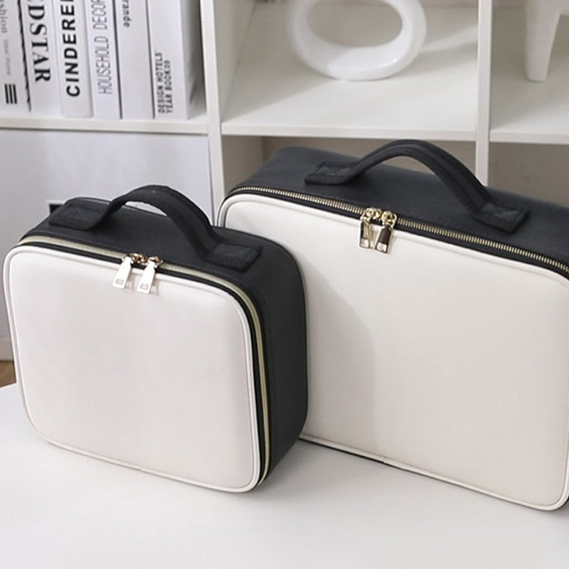 Female Leather Makeup Bag Large Artist Beauty Travel Makeup Storage Case Cosmetic Bag High Quality Professional Make Up Box