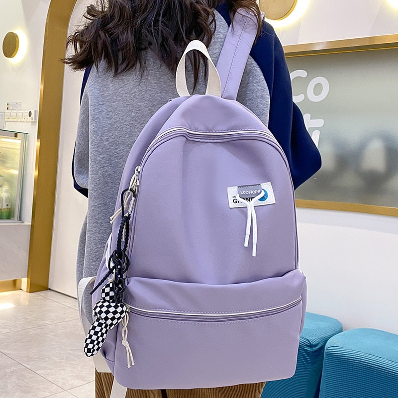Trendy Lady Nylon Waterproof Laptop Backpack Book Girl Travel Student Bag Fashion Cool Female College Backpack Women School Bags
