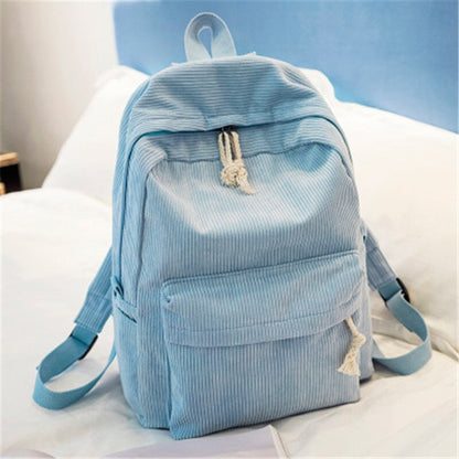 Fashion Woman Mini Simple Corduroy Backpacks Campus Style Knapsack Capacity Double Shoulder Bag School Corduroy Backpack