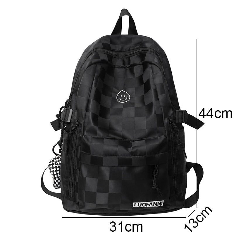 Trendy Ladies Lattice Leisure Book Bag Female Laptop College Backpack Girl Travel School Bags Fashion Women Plaid Backpack Nylon