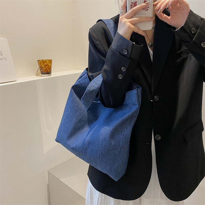 Simple Jeans Women Bags Shopper Denim Shoulder Bag Female Messenger Handbags Summer Totes High Solid Crossbody Woman Top Handle