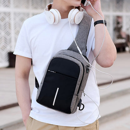 Small USB Charger Shoulder Bag Men Messenger Bags Male Waterproof Sling Chest Bag Travel Backpack Men Crossbody Bags