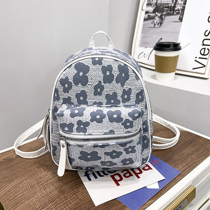 Fashion Flower Print Backpacks for Girls Casual Soft Canvas Student School Bag Female Solid Color Designer Shoulder Rucksack