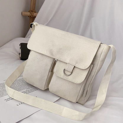 Crossbody Bags Women Canvas Youth Fashion Large Capacity Diagonal Ladies Shoulder Bag Solid Color Harajuku All-match School Bag