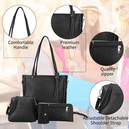 Women Bags Set 4Pcs Satchel Shoulder Bag Tote Top Handle Bags for Ladies Work Casual Outdoor Business Traveling