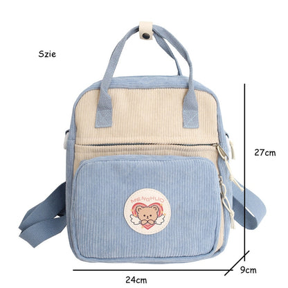 Stripe Cute Corduroy Women Backpacks Fashion School Bag BackPack for Child Girl Female Shoulder Bags Designer Kids Mini Backpack