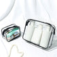 Men Women Travel Clear Cosmetic Bag Transparent Black Zipper Makeup Bag Organizer Box Waterproof Toiletry Wash Make Up Bags Case