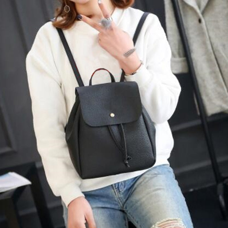Fashion Lady Pu Leather Bag Women Backpack Hight Quality Vintage Backpacks Female Large Capacity Women&#39;s Shoulder Bags For Girls
