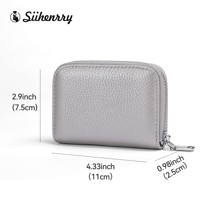 Siihenrry New Genuine Leather RFID Blocking Women Credit Card Holder Bank Card Wallet Case Cardholder Valentine's Day Present