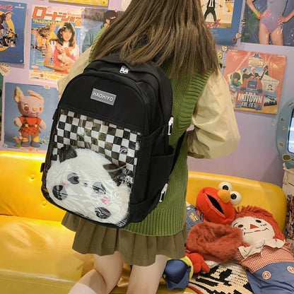 Kawaii Ita Backpack Checkerboard Plaid Women Backpacks Cute  Double Sided Design Student School Bag for Teenage Girls