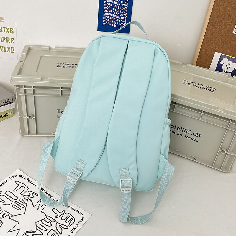 Fashion Female White Book Bag Girl Travel Laptop Backpack Teenager Trendy Women Leisure School Bag Lady Nylon College Pocket New