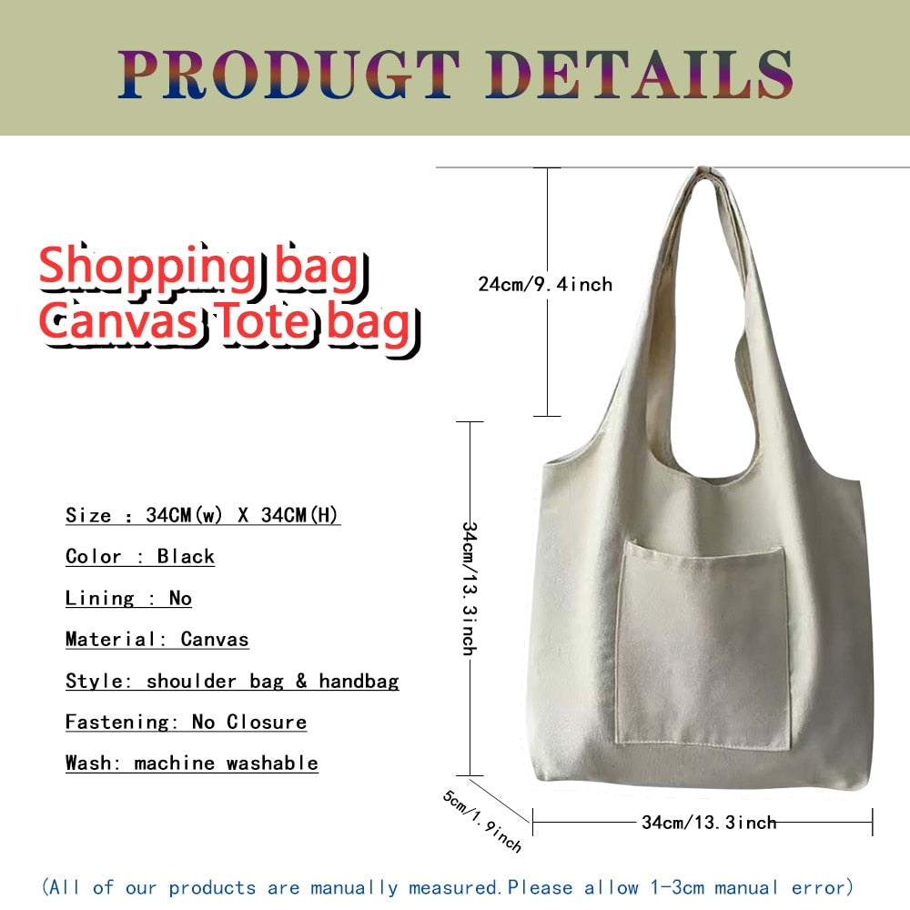 Women Canvas Shopper Bags Travel Handbags Letters Bag with Flowers Female Shoulder Pack Reusable Girl Cosmetic Grocery Organizer