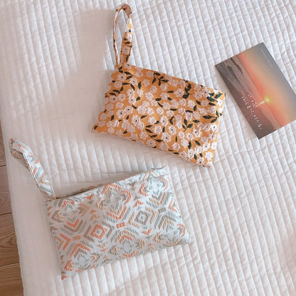 Retro Floral Coin Purse Mini Pouch Cotton Fabric Phone Purse Women Wristlet Coin Bag Cute Wallet Female Sundries Storage Pouches