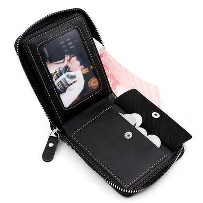 Men&#39;s Wallet Made of Leather Wax Oil Skin Purse for Men Coin Purse Short Male Card Holder Wallets Zipper Around Money Coin Purse