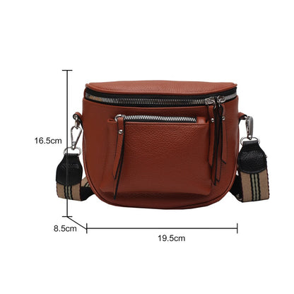 Fashion Saddle Shoulder Crossbody Bag Women Soft Leather Casual Chest Belt Packs for Ladies Outdoor Shopping Travel