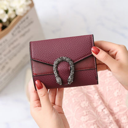 New Solid Color Small Wallet Women Short Korean Retro Folding Coin Wallet Handbags Women Bags Designer Wallets for Women