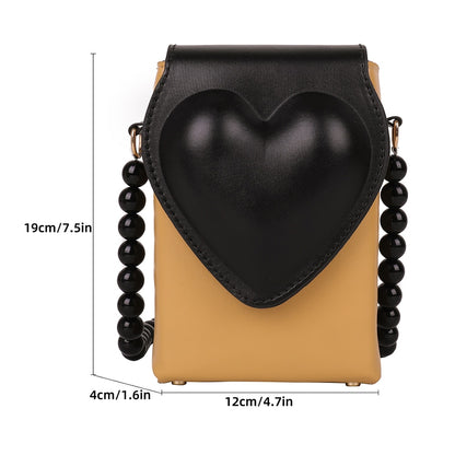 PU Leather Bead Strap Messenger Bag Flap Design Lady Casual Flap Crossbody Bag for Women Christmas Birthday Gifts