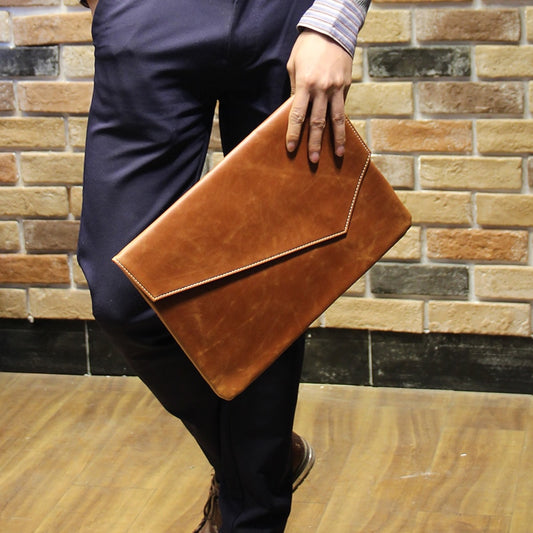 Crazy Horse Pu Leather Men&#39;s Clutches Vintage Men Leather Handbags Casual Wallet Purse Clutch A4 Document Bag Men&#39;s Business Bag