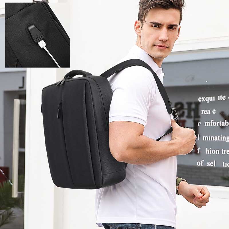 Classic Business Laptop Backpack Men Waterproof Nylon USB Charging Travel Backpack Bag Men Casual 15.6 Inch Computer Backpack