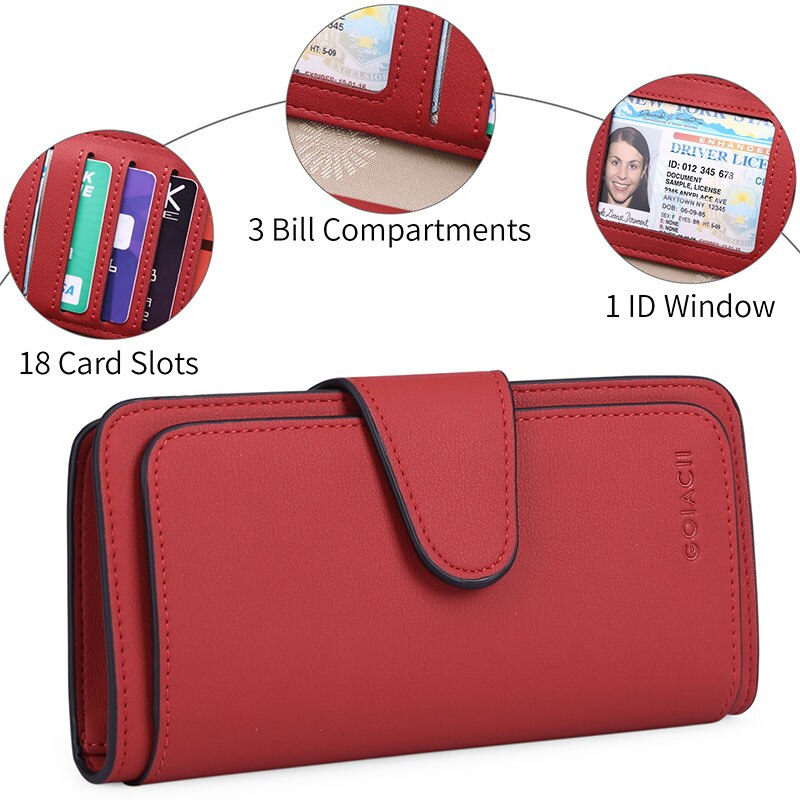 Women&#39;s Wallet Fashion Luxury Clutch Bag Long RFID Leather Wallet Four Fold Credit Card Holder Purse Brand Wallets For Women