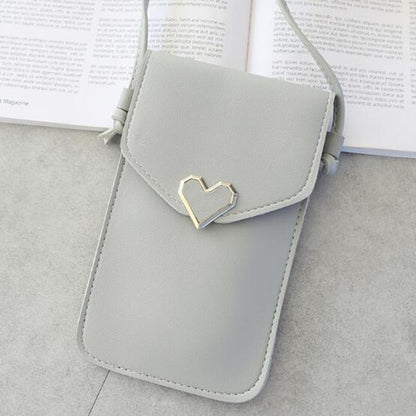 Phone Shoulder Bag For Women Transparent Coin Purse Heart Shape Hasp Crossbodybag Cute Female Mobile Pouch Bags