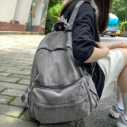 New Korean Large Capacity Canvas Backpacks Women Kawaii Students Preppy Bag for Teenager Girls School Travel Backpack Bookbag