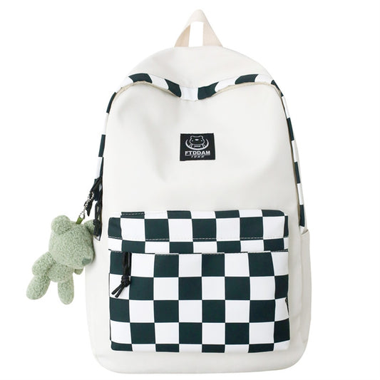 Students Backpacks Women's Plaid Pattern School Bag Softback Campus Style Rucksack Travel Large Bagpack Female Backpacks Ladies