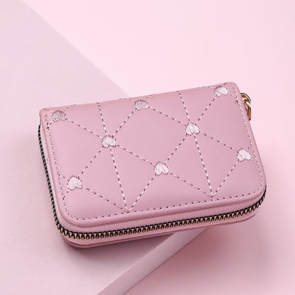 Cute Leather Small Wallet Women Luxury Brands Mini Purse Luxury New Heart Short Pink Wallets for Teen Girls Kids Christmas Gift