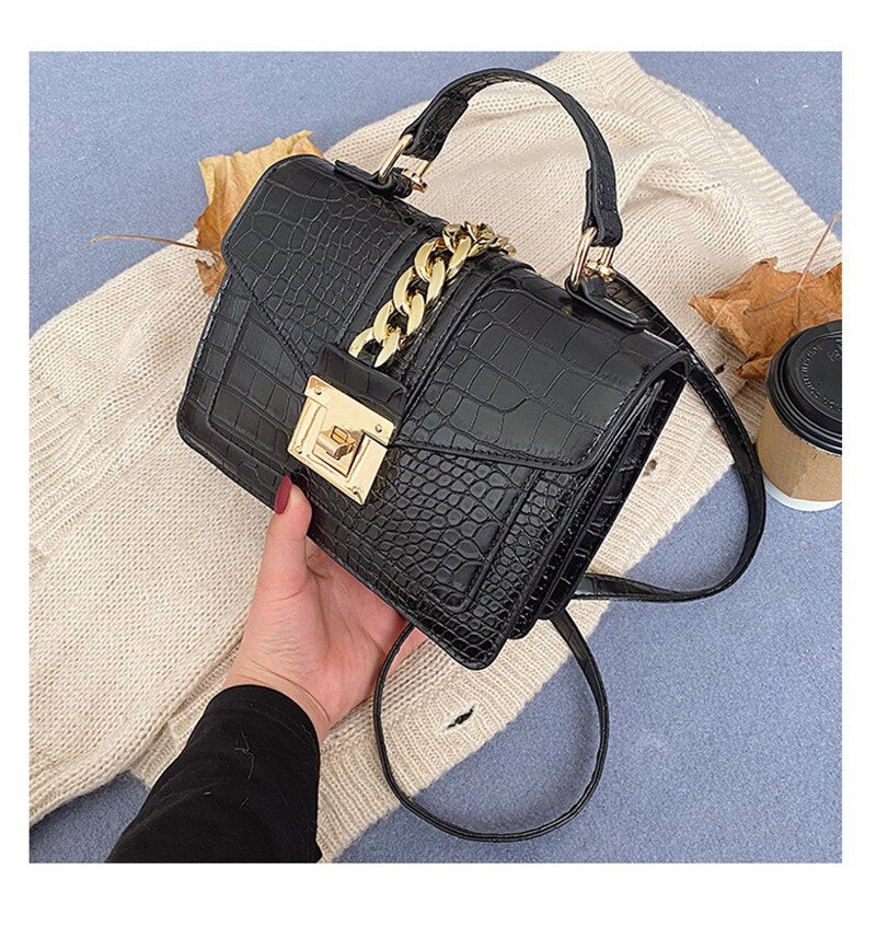 Fashion Alligator Women Shoulder Bags Designer Chains Handbags Luxury Pu Leatehr Crossbody Bag Small Flap Famale Purses