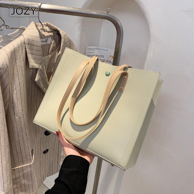 JOZY Large Leather Tote Women Shoulder Shopper Bags For Women Soild Color Shoulder Crossbody Bag Women Handbag Luxury Designer