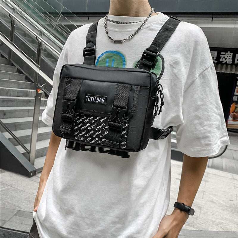 Kanye Black Men&#39;s Chest Pack Fashion Bullet Hip Hop Vest Streetwear Waist Pack Unisex Adjustable Functional Tactical Chest Pack