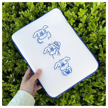 13 15 Inch Notebook Laptop Case For Macbook Carrying Bag Mac Ipad Pro 9.7 10.9 11 13.3 Inch Korea White Dog Tablet Sleeve Bag