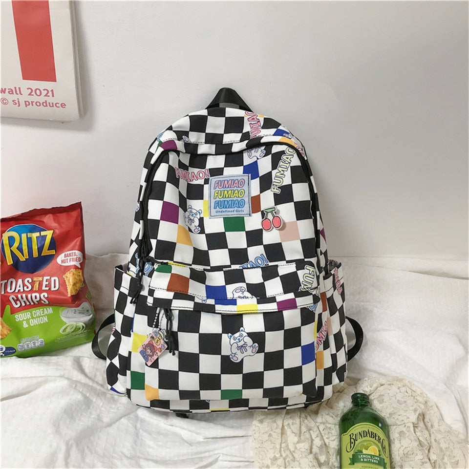 Fashion Plaid Women Backpack Waterproof Oxford School Backpacks Shoulder Bags for Women New Light Travel Bag for Girls Back Pack